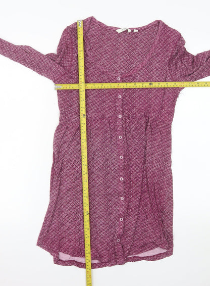 FatFace Women's Purple Geometric Long Sleeve Shirt Dress Size 10