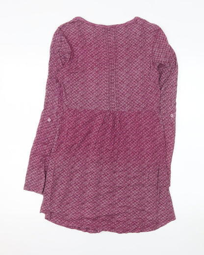 FatFace Women's Purple Geometric Long Sleeve Shirt Dress Size 10