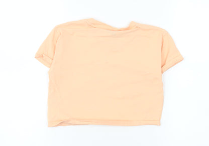 Reebok Girls Orange 8-9 Years Basic Crew Neck Cotton T-Shirt