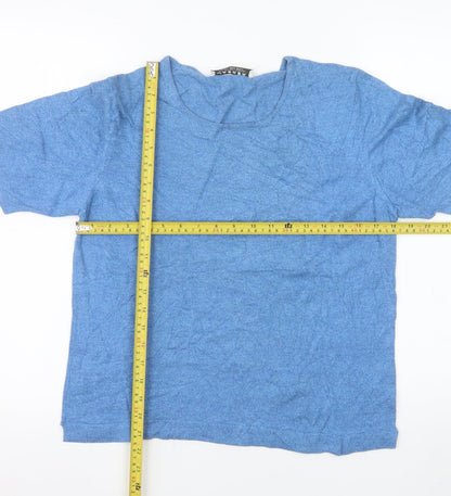 Jaeger Women's Blue 100% Cotton Short Sleeve Basic T-Shirt Medium