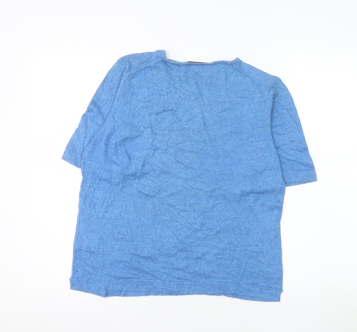 Jaeger Women's Blue 100% Cotton Short Sleeve Basic T-Shirt Medium