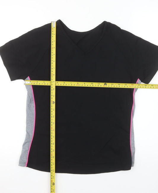 Marks and Spencer Women’s Black V-Neck Short Sleeve Stretch T-Shirt Size 14