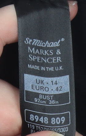 Marks and Spencer Women’s Black V-Neck Short Sleeve Stretch T-Shirt Size 14