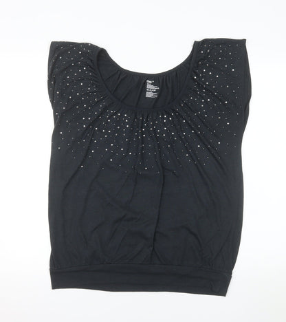 Gap Womens Black Rhinestone Scoop Neck Sleeveless T-Shirt Size M