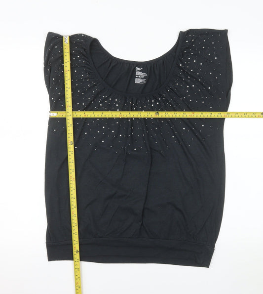 Gap Womens Black Rhinestone Scoop Neck Sleeveless T-Shirt Size M