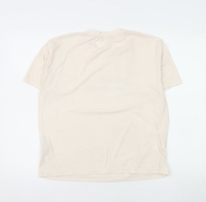 Zara Women Beige London Print Short Sleeve Basic T-Shirt M