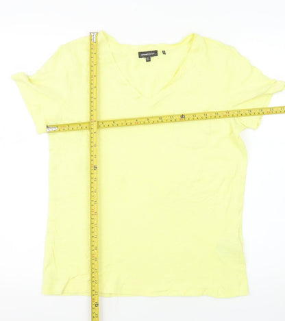 Superdry Women’s Yellow V-Neck Cotton Blend T-Shirt Size 8
