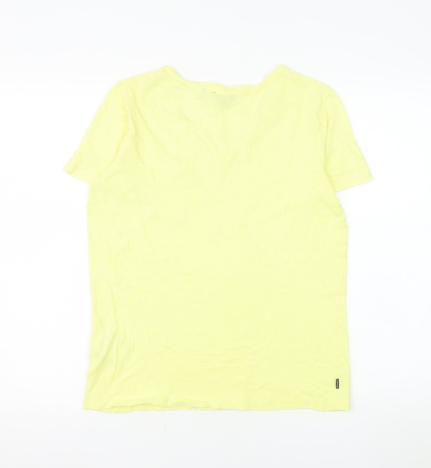 Superdry Women’s Yellow V-Neck Cotton Blend T-Shirt Size 8