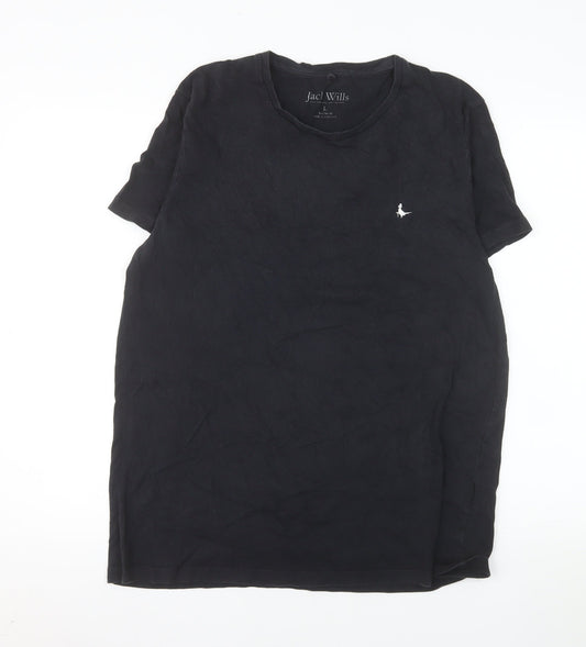 Jack Wills Men's Black Cotton Crew Neck Short Sleeve T-Shirt Size L