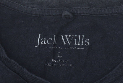 Jack Wills Men's Black Cotton Crew Neck Short Sleeve T-Shirt Size L