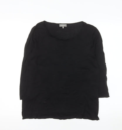 Jaeger Women's Black Lyocell Tunic Top Size L Round Neck 3/4 Sleeve
