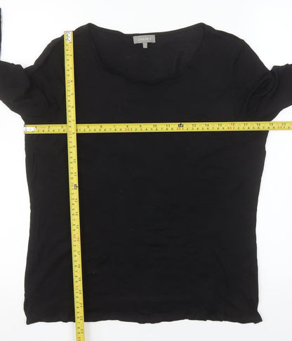 Jaeger Women's Black Lyocell Tunic Top Size L Round Neck 3/4 Sleeve