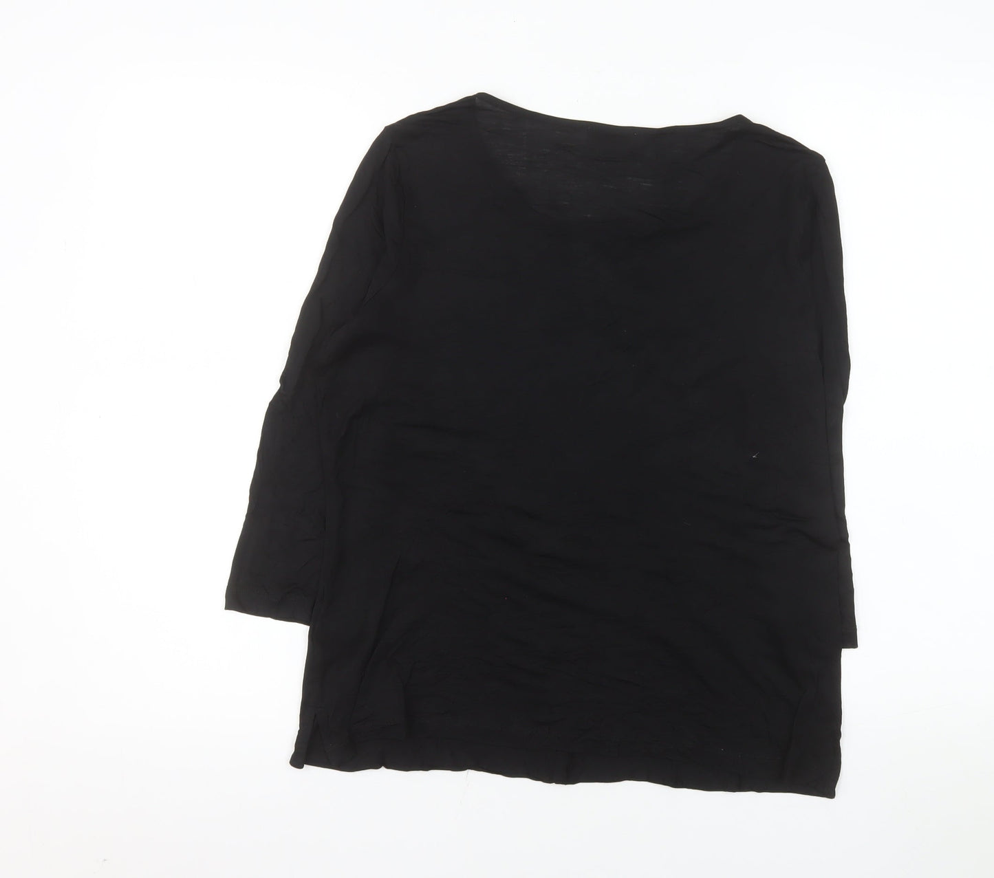 Jaeger Women's Black Lyocell Tunic Top Size L Round Neck 3/4 Sleeve