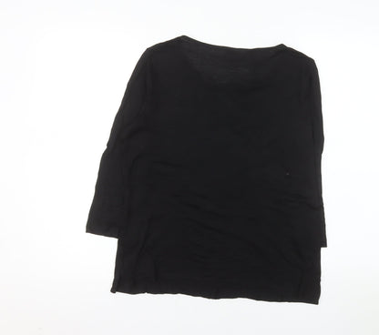Jaeger Women's Black Lyocell Tunic Top Size L Round Neck 3/4 Sleeve