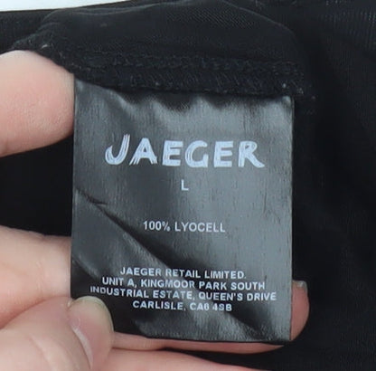 Jaeger Women's Black Lyocell Tunic Top Size L Round Neck 3/4 Sleeve