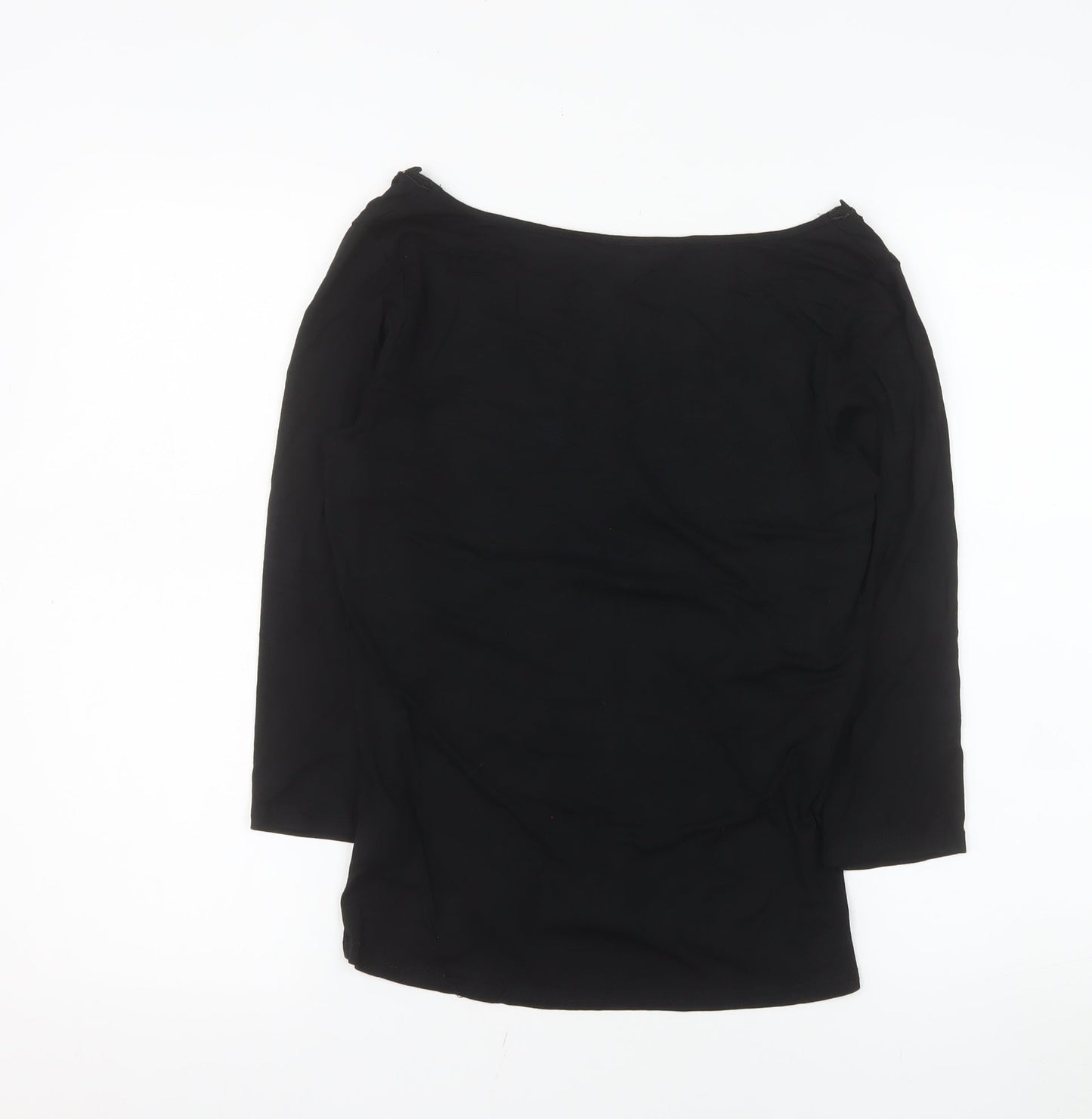 Phase Eight Women's Black 3/4 Sleeve Lace Neck Tunic Blouse Size 12