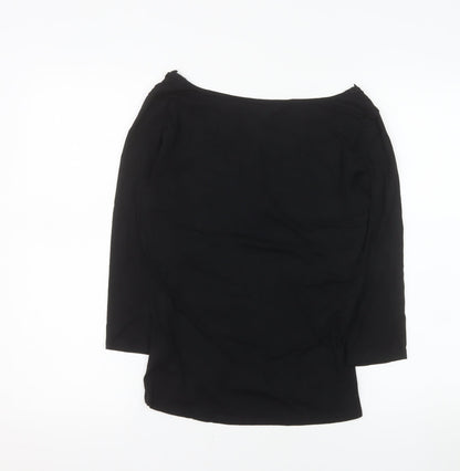 Phase Eight Women's Black 3/4 Sleeve Lace Neck Tunic Blouse Size 12