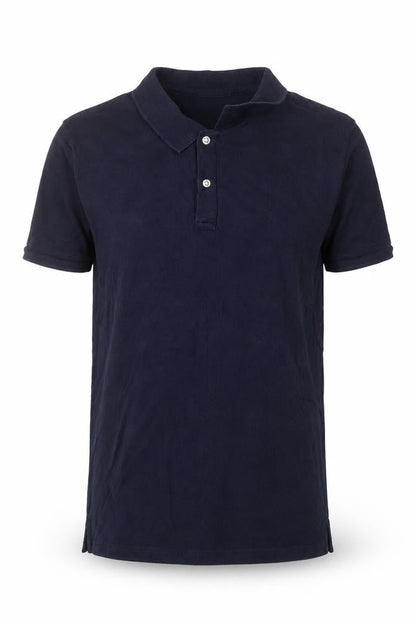 Front view of Celio men’s blue cotton short sleeve polo shirt, size M