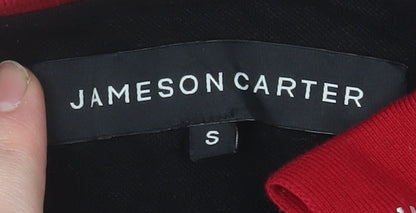 Jameson Carter Men's Black & Red 1/4 Zip Cotton Polo Shirt S
