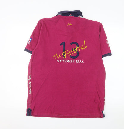 Joules Women's Pink Polo Shirt M Collared Cotton Sports Top