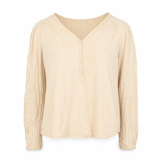 Laura Ashley Women’s Beige Long Sleeve V-Neck Blouse Size 14