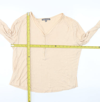 Laura Ashley Women’s Beige Long Sleeve V-Neck Blouse Size 14