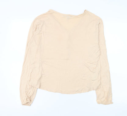 Laura Ashley Women’s Beige Long Sleeve V-Neck Blouse Size 14