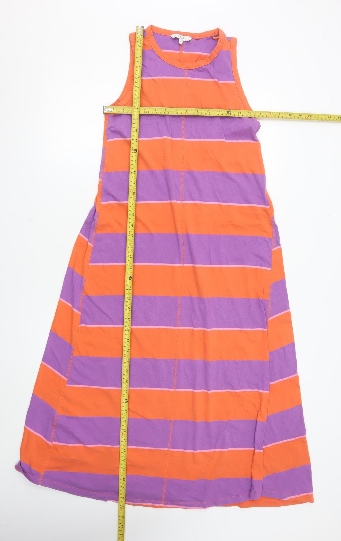 Next Women’s Multicoloured Cotton Striped Midi Tank Dress Size 12