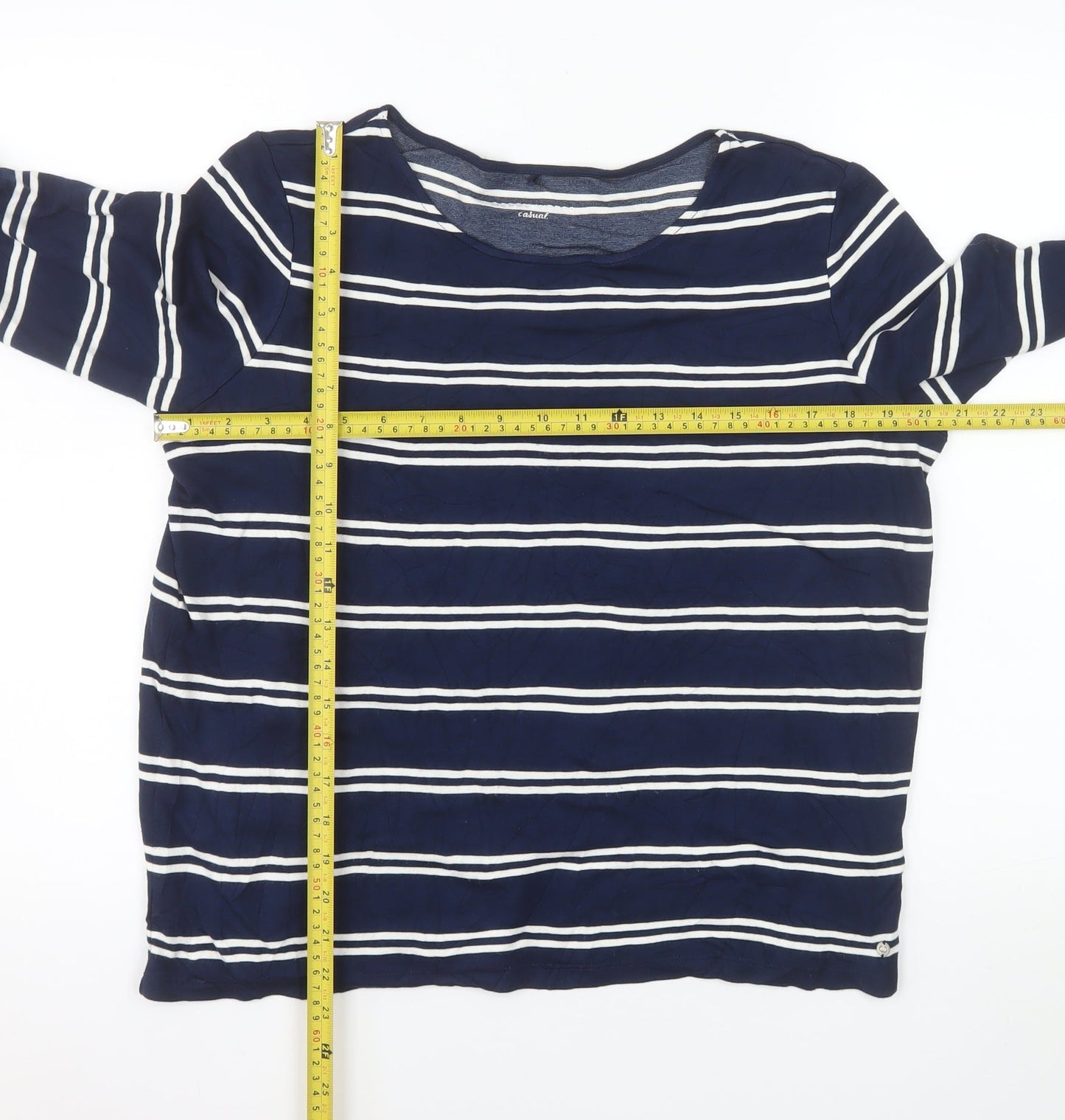 Gerry Weber Women’s Blue Striped 3/4 Sleeve T-Shirt Size 16