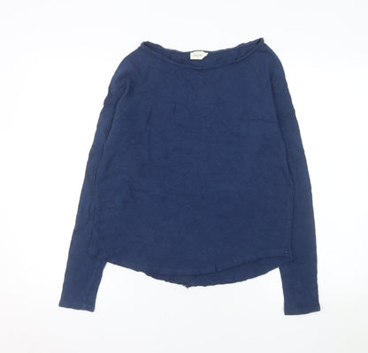 American Vintage Women's Blue Cotton Long Sleeve Boat Neck Top Size S