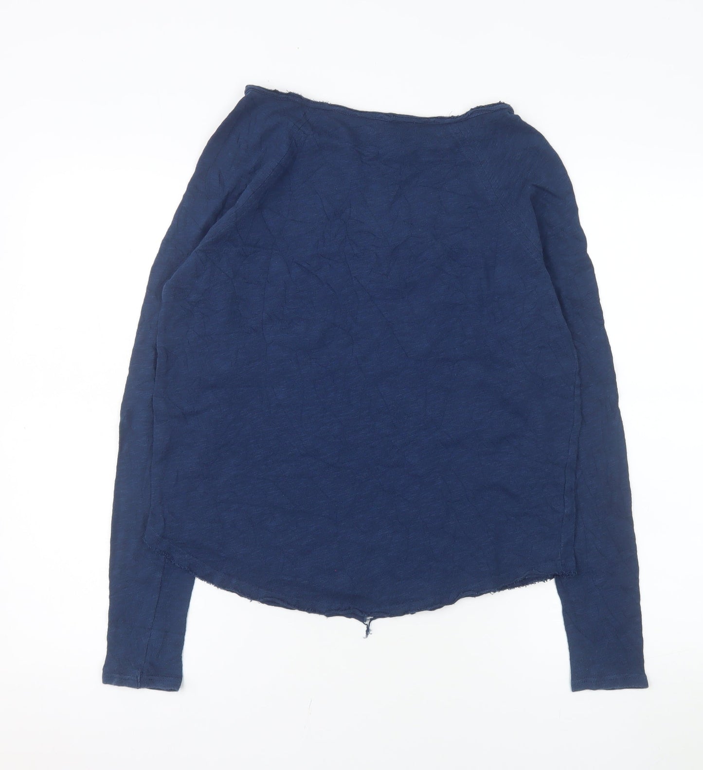 American Vintage Women's Blue Cotton Long Sleeve Boat Neck Top Size S