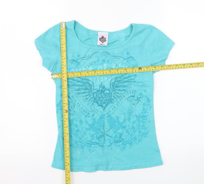 House of Blues Women's Blue Cotton Graphic T-Shirt Size Small