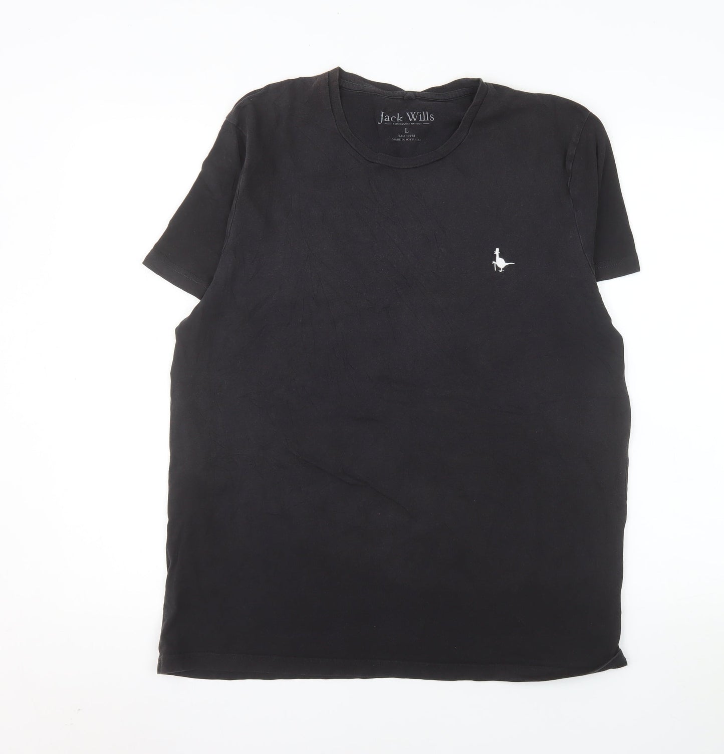 Jack Wills Men's Black Cotton Crew Neck T-Shirt Size L