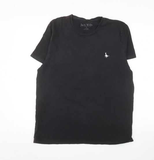 Jack Wills Men's Black Cotton Crew Neck T-Shirt Size L