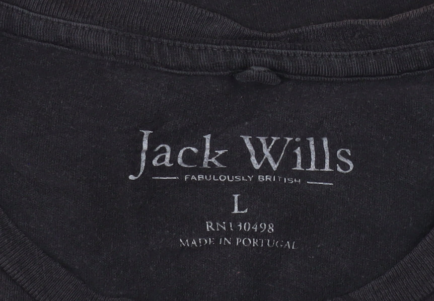 Jack Wills Men's Black Cotton Crew Neck T-Shirt Size L