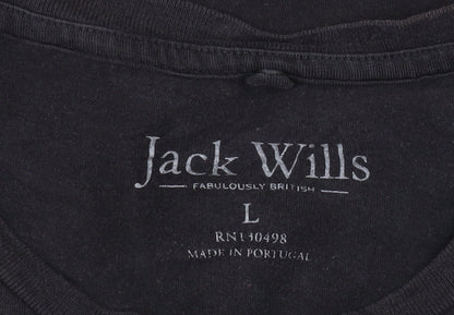 Jack Wills Men's Black Cotton Crew Neck T-Shirt Size L