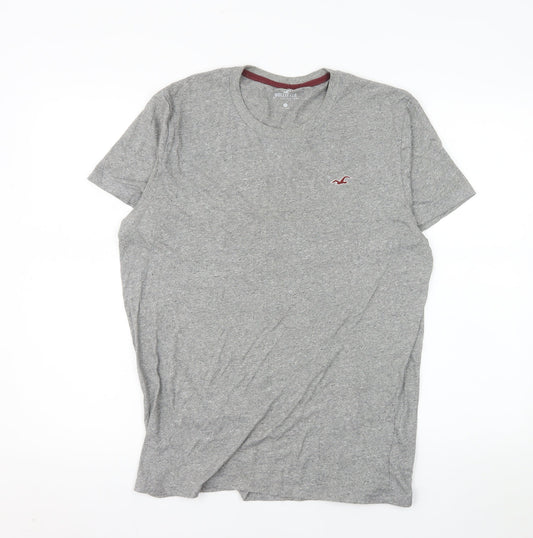 Hollister Men Grey Crew Neck Short Sleeve T-Shirt Medium Classic Fit