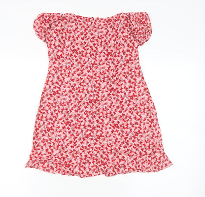 Motel Women’s Pink Floral Puff Sleeve Mini Dress XS