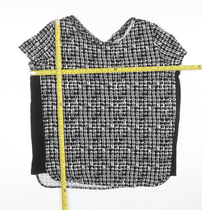 Marks and Spencer Women's Black Geometric T-Shirt Size 14 Viscose Stretch Top