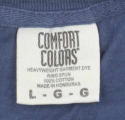Comfort Colors Men's Blue Long Sleeve 'Housefly Fishing' Relaxed Fit Top Size L