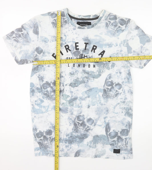 Firetrap Men's Grey Skull Graphic T-Shirt Size L Crew Neck