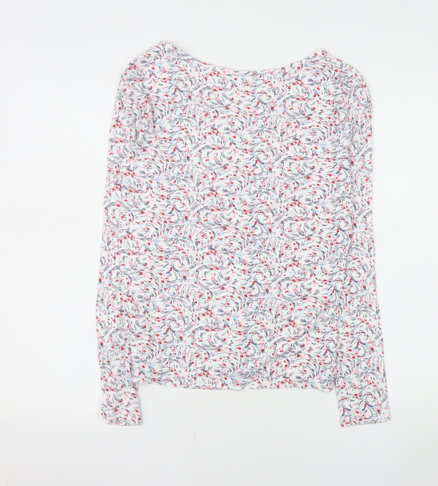 Marks and Spencer Womens White Mix Floral Long Sleeve Jersey Top Size 10