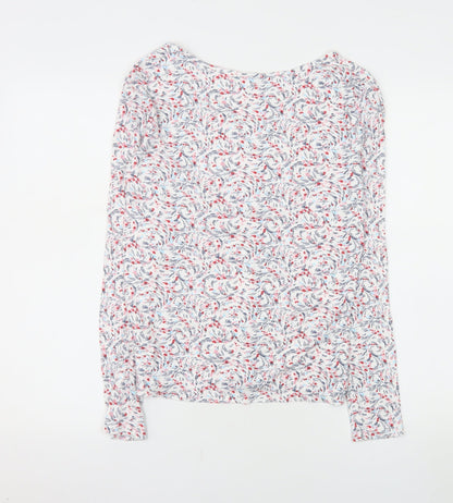Marks and Spencer Womens White Mix Floral Long Sleeve Jersey Top Size 10