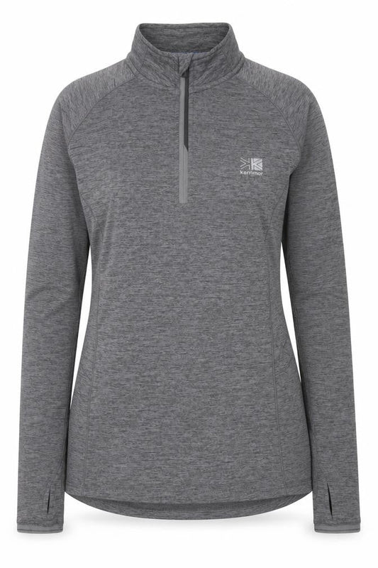 Front view of Karrimor Women's Grey, size 8, 1/4 Zip X-Lite Pullover Sweatshirt