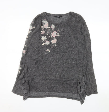 Next Women's Grey Floral Embroidered Pullover Sweatshirt UK 10