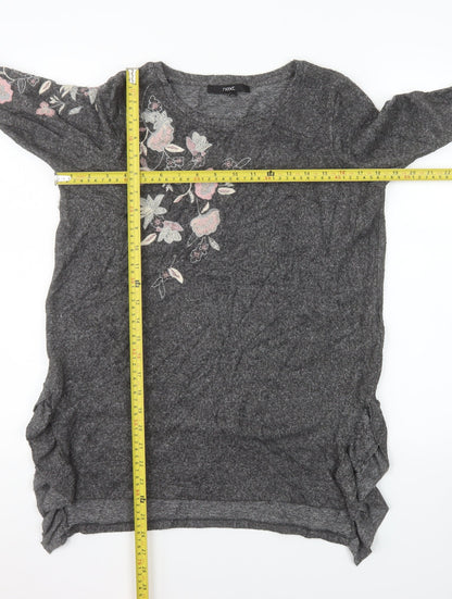Next Women's Grey Floral Embroidered Pullover Sweatshirt UK 10