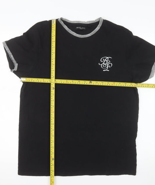Brave Soul Men's Black XL Crew Neck Short Sleeve T-Shirt