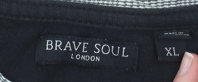 Brave Soul Men's Black XL Crew Neck Short Sleeve T-Shirt