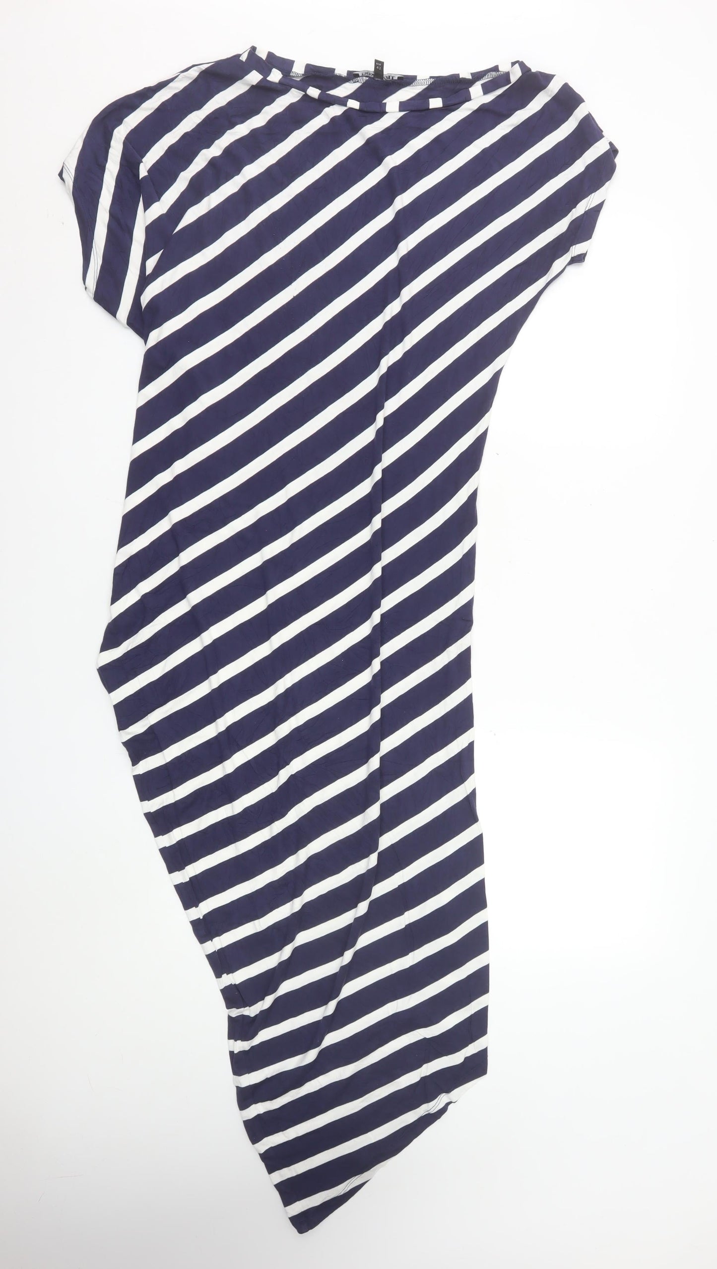 Next Women Blue Striped Asymmetric Midi Jersey Dress Size 14 Tall
