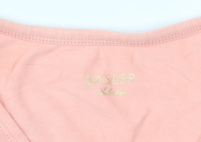 Basler Women Pink V-Neck 3/4 Sleeve Stretch Cotton T-Shirt Size 12